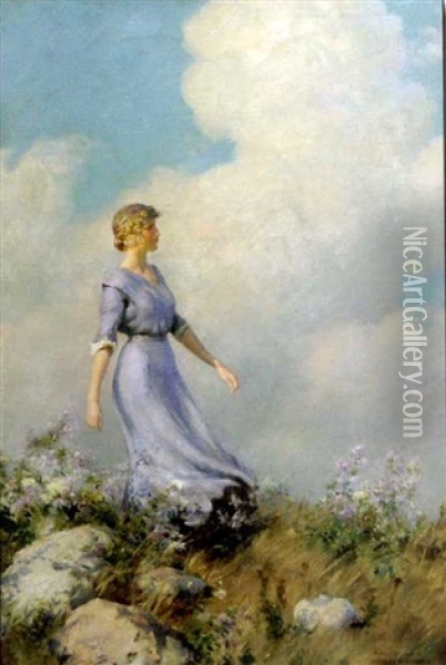 A Hilltop Walk Oil Painting - Charles Courtney Curran