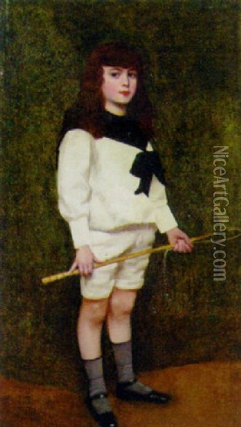 Portrait Of A Young Boy Wearing A Sailor Suit Oil Painting - Alexis Marie la Haye
