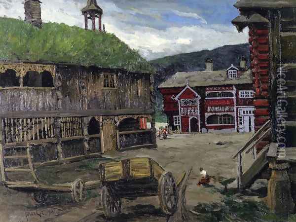 Quiet Town (Norway) Oil Painting - Jonas Lie