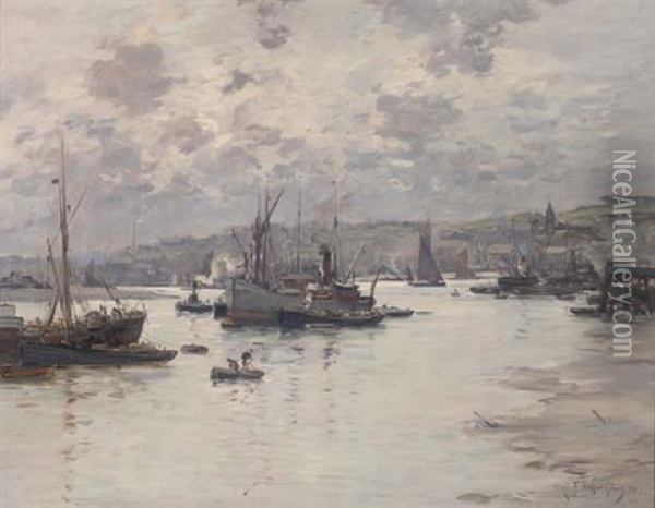 Rochester Harbour Oil Painting - Fernand Marie Eugene Legout-Gerard