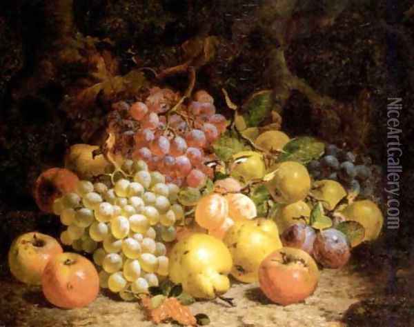 Still life of grapes, pears and apples 1873 Oil Painting - Charles Thomas Bale