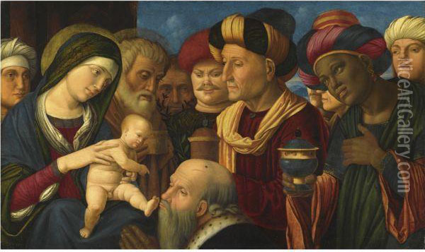 The Adoration Of The Magi Oil Painting - Francesco Rizzo Da Santa Croce