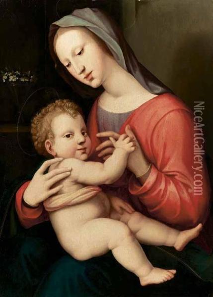 Madonna Col Bambino Oil Painting - Girolamo Genga