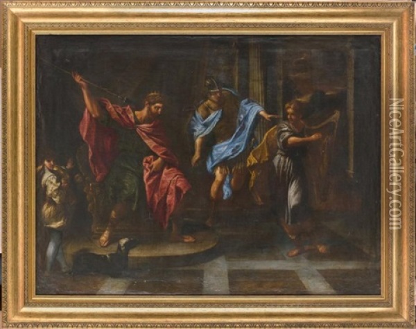 David Joue De La Harpe Devant Le Roi Saul Oil Painting - Giacomo Zoboli