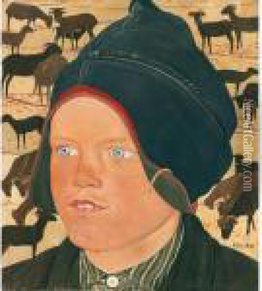 Le Gosse Aux Moutons Oil Painting - Ernest Bieler