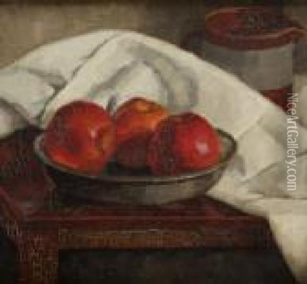 Still Life With Bowl Of Apples Oil Painting - Eugen Kampf