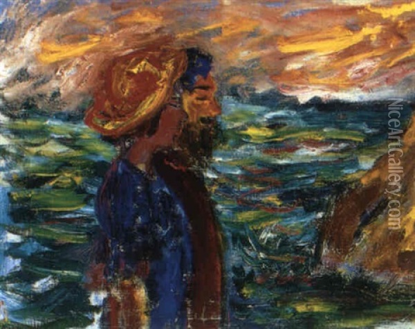 Man Och Kvinna Vid Havet Oil Painting - Ivan Ivarson