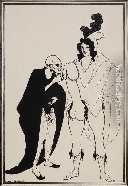 The Examination Of The Herald Oil Painting - Aubrey Vincent Beardsley