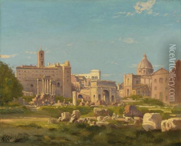 The Roman Forum Oil Painting - Henri-Joseph Harpignies
