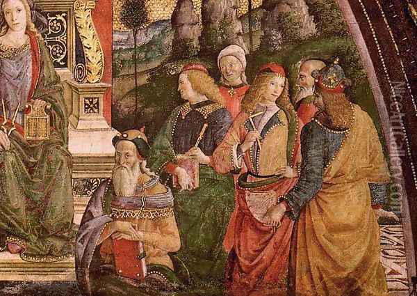 The Arithmetic (lower right view) Oil Painting - Bernardino di Betto (Pinturicchio)