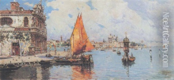 Veleros En Venecia Oil Painting - Antonio Maria de Reyna Manescau