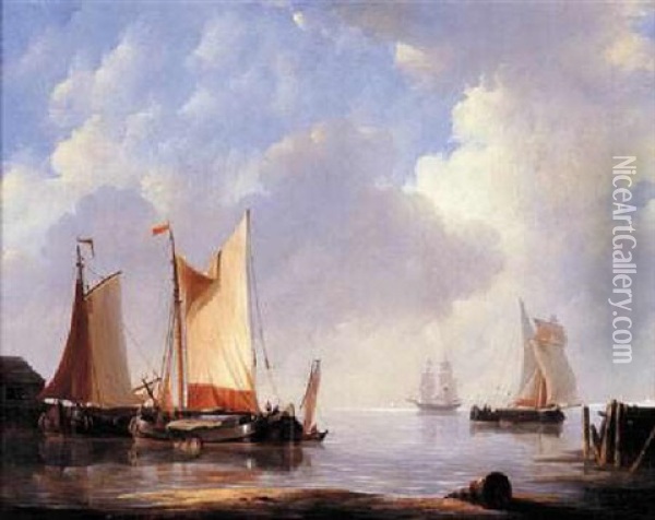 Fishing Pinks In Harbor Oil Painting - Charles Martin Powell