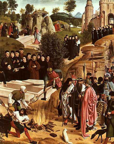 The Bones of St. John the Baptist c. 1485 Oil Painting - Tot Sint Jans Geertgen