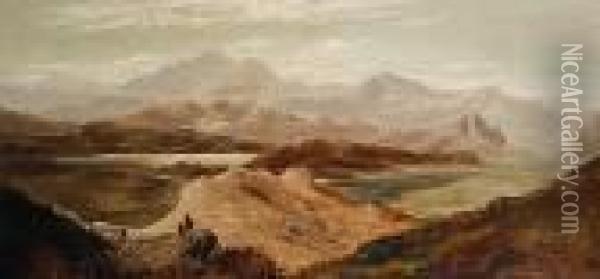 Highland Scenes Thought To Be Of Ben Nevis Andmoel Hebog Oil Painting - Charles Leslie