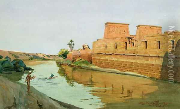 Philae on the Nile, 1894 Oil Painting - Alexander West
