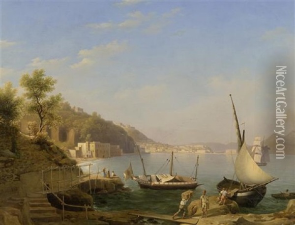 Gegenstucke: Mediterrane Hafenansichten (pair) Oil Painting - Giuseppe Bisi