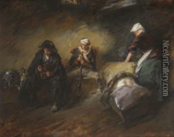 Zwei Napoleonische Soldaten Im Burgerquartier Oil Painting - Carl Mayr-Graetz