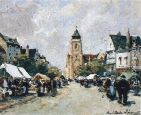 Scene De Marche  En Bretagne Oil Painting - Paul Emile Lecomte