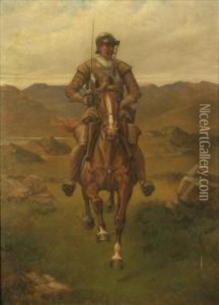 A Cavalier Fleeing Oil Painting - Charles Cattermole