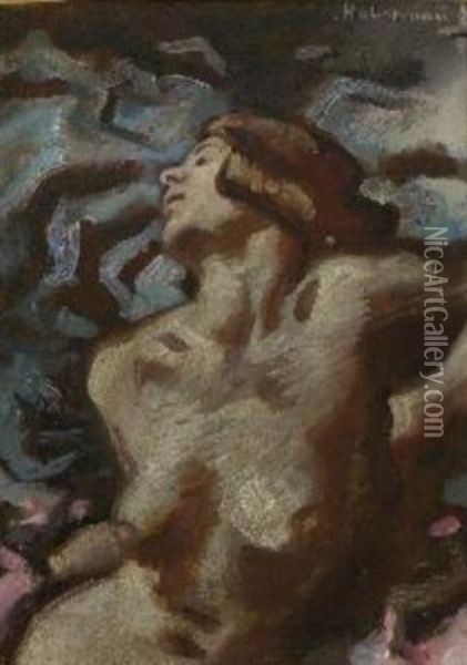 Weiblicher Halbakt Oil Painting - Hugo von Habermann the Elder