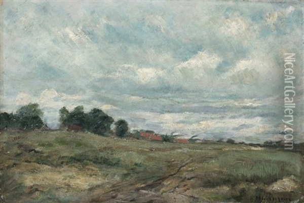 Field Path In Front Of The Village Oil Painting - Helmuth Liesegang