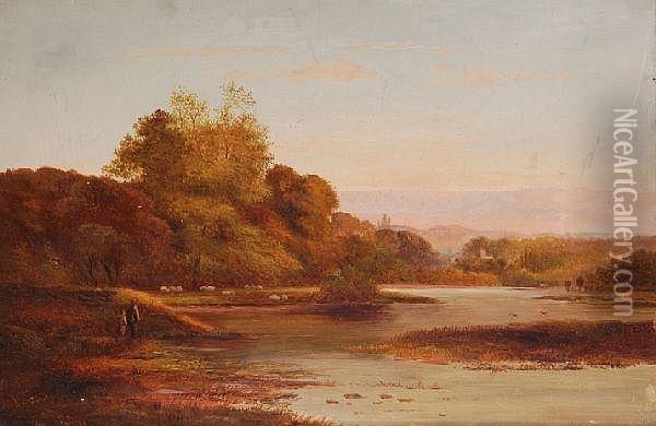On The Thames, Wargrave Oil Painting - Charles Leslie