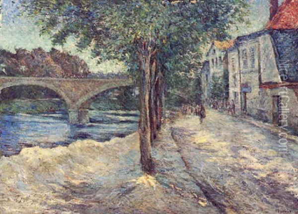 Le Pont De Pierre A Lagny Oil Painting - Henri Dreyfus-Lemaitre