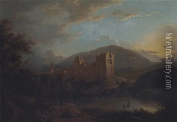 Hailes Castle And Traprain Law, East Lothian Oil Painting - Alexander Nasmyth