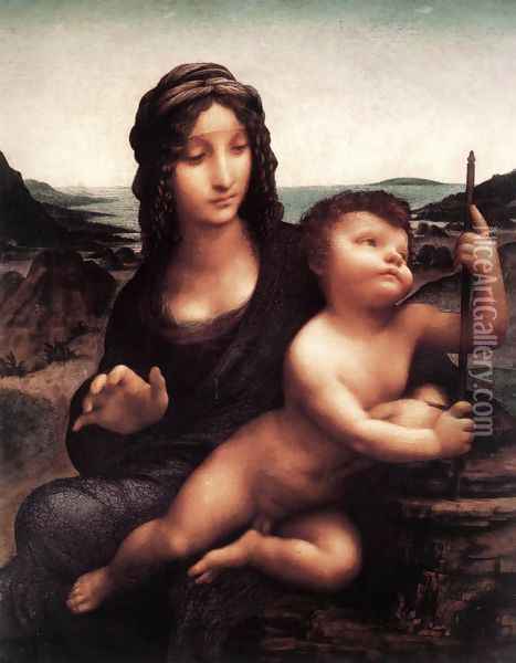 Madonna with the Yarnwinder after 1510 Oil Painting - Leonardo Da Vinci