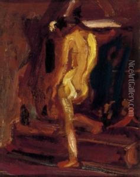 Back Nude Oil Painting - Janos Tornyai