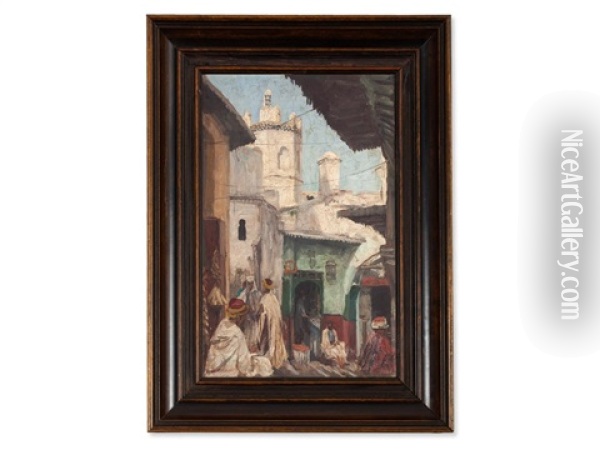 Merchants In Oriental Alley Oil Painting - Georg Macco
