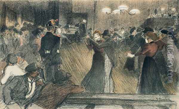 Ball at the Barriere Oil Painting - Theophile Alexandre Steinlen