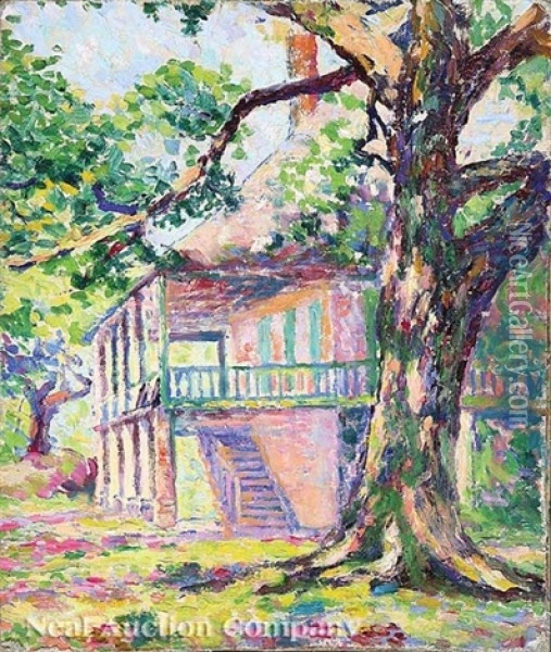 Plantation House Porch Oil Painting - Anne Wells Munger