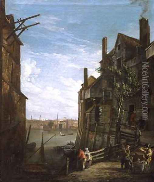 View Of The Thames At Southwark Looking Towards The City Oil Painting - William Marlow