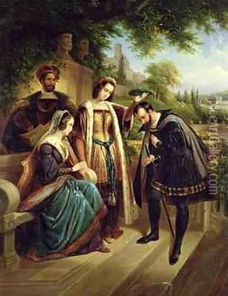 Queen Isabella and Columbus Oil Painting - Henry Nelson O'Neil