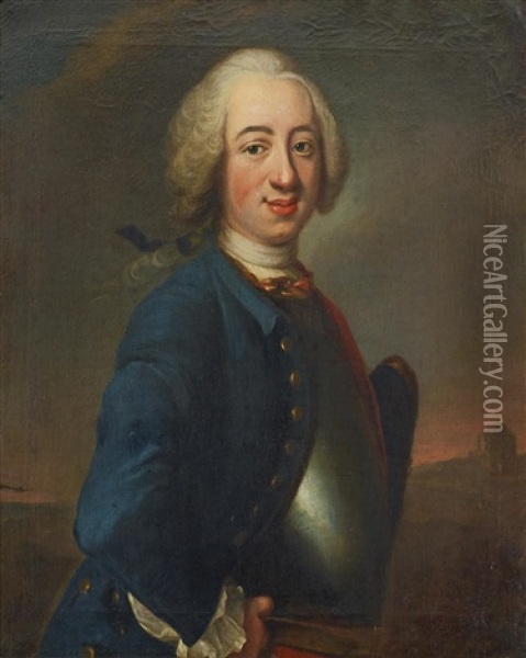 Portratt Av En Ung Officer Oil Painting - Johann Henrik Scheffel