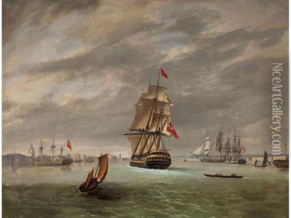 Marinebild Mit Dem Schiff Von Admiral Nelson Oil Painting - William Anderson