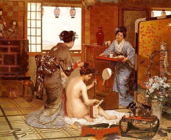 The Japanese Toilette Oil Painting - Marie-Francois-Firmin Girard