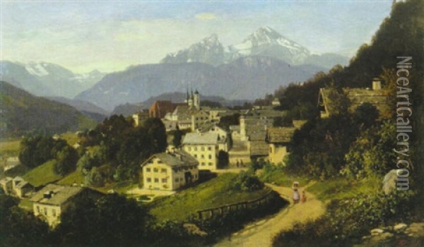 Berchtesgaden Oil Painting - Ludwig Sckell