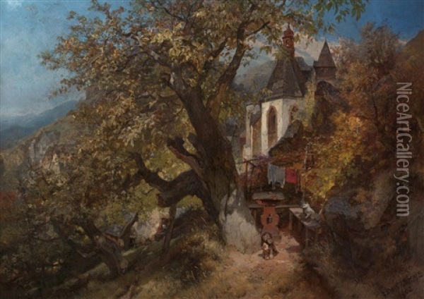 Motif From Krupka (in Der Bergstadt Graupen) Oil Painting - Ernst Erwin Oehme