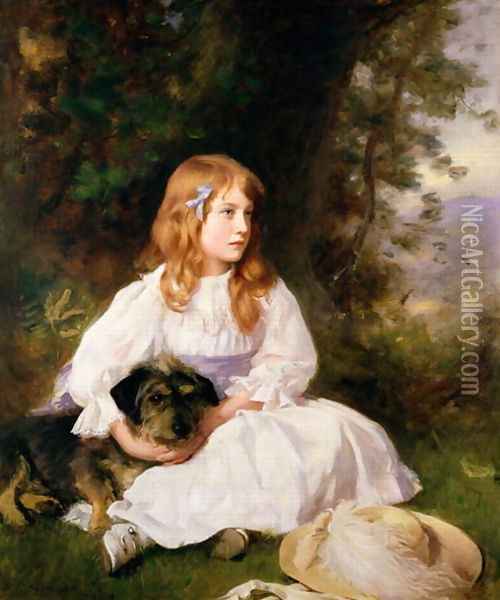 Heather, portrait of a girl Oil Painting - William Robert Symonds