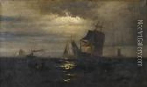 Minot Ledge-boston Harbor Oil Painting - Franklin Briscoe
