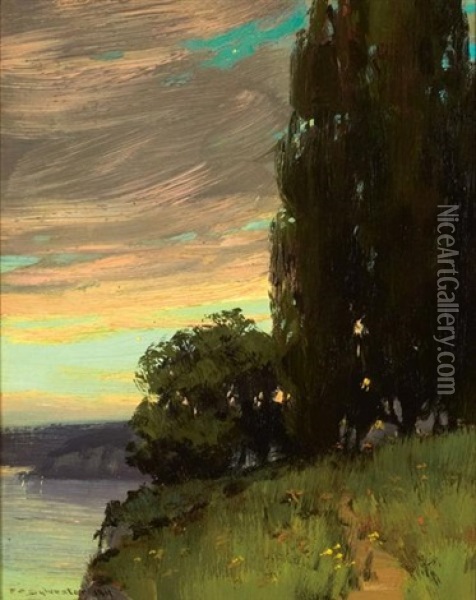 Twilight And Evening Star Oil Painting - Frederick Oakes Sylvester