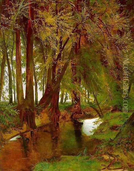Woodland with Brook 1831-35 Oil Painting - Charles Blechen