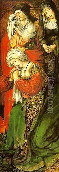 The Three Marys in Lamentation (right panel of the Throne of Grace triptych) Oil Painting - Colijn de Coter