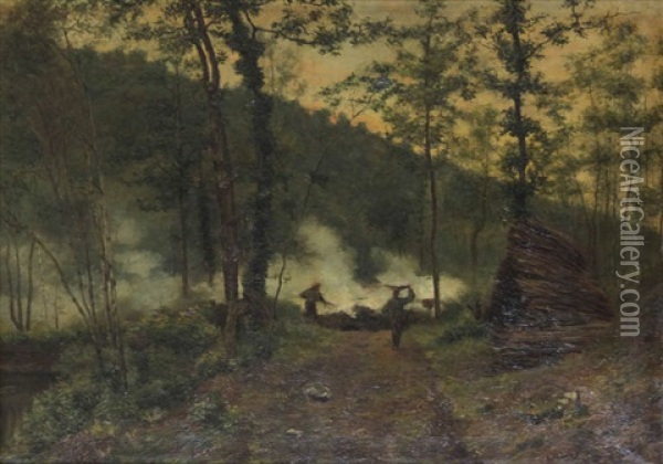Charbonnier Dans Les Bois Des Conques Oil Painting - Jules Guiette