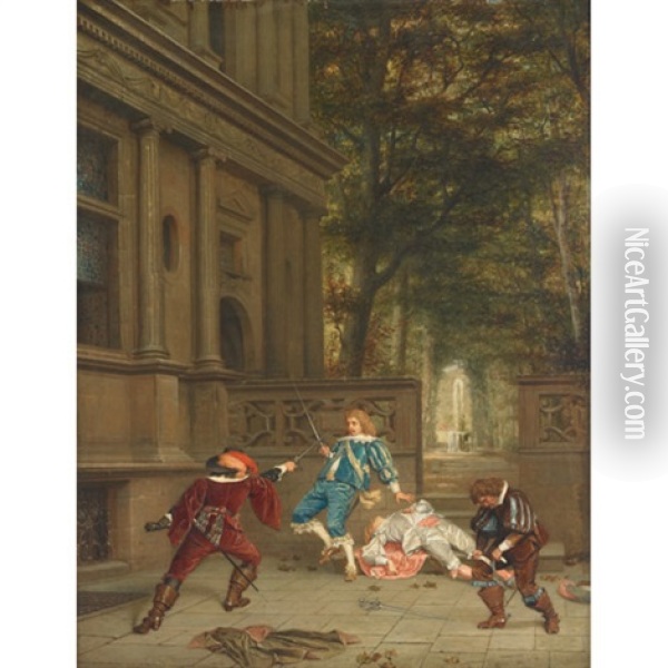 The Duel Oil Painting - Cesare Auguste Detti