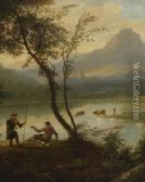 Rastende Wanderer Am Flussufer. Oil Painting - Adriaen Van Diest