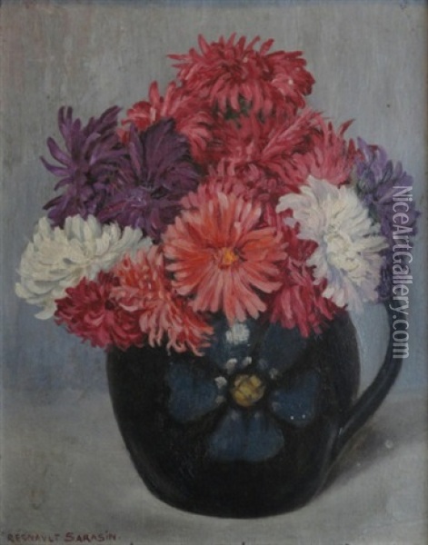 Marguerites Roses Oil Painting - Regnault Sarasin