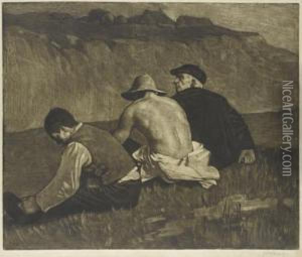 Three Male Figures Oil Painting - William Strang